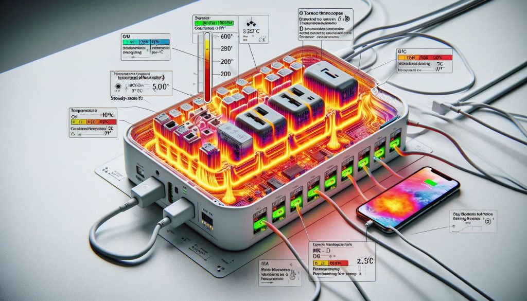 Thermal camera analysis of charging hub heat buildup and fire risk under continuous load