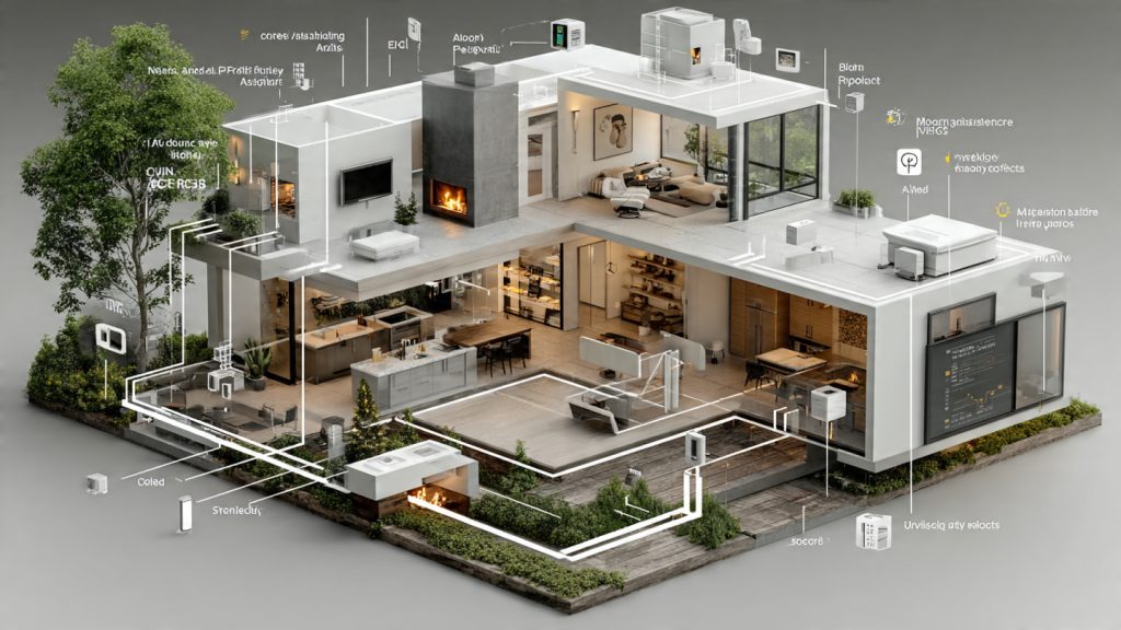 Data flow and risk visualization for an autonomous smart home, showing edge devices, cloud services, third-party access, and mitigations like secure enclaves and federated learning