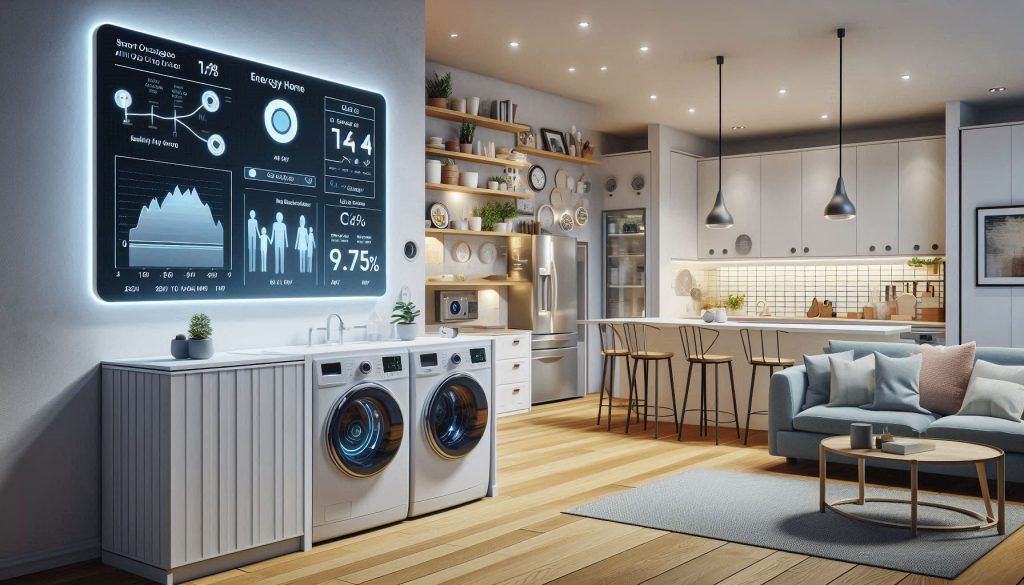 Behavioral energy saving strategies using smart scheduling and automation in a modern home.