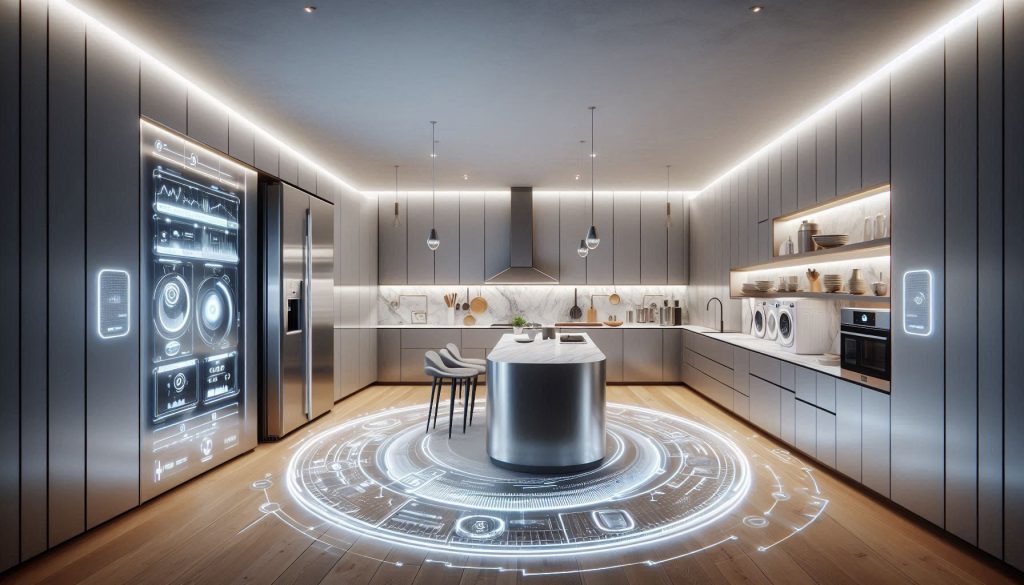 Luxury smart home with Matter-compatible appliances working together in a unified ecosystem