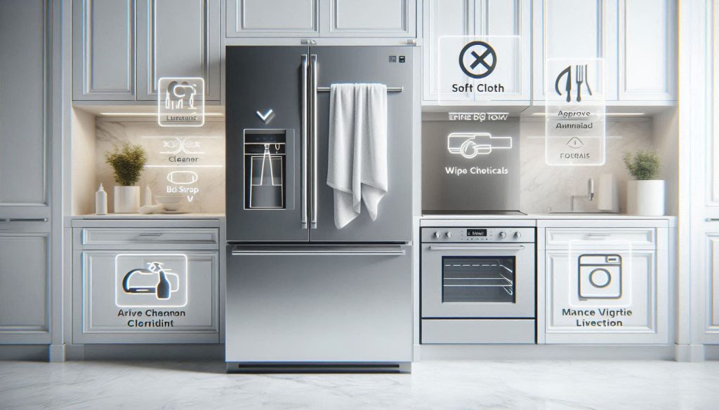 Proper cleaning methods for high end kitchen appliances without damaging finishes.