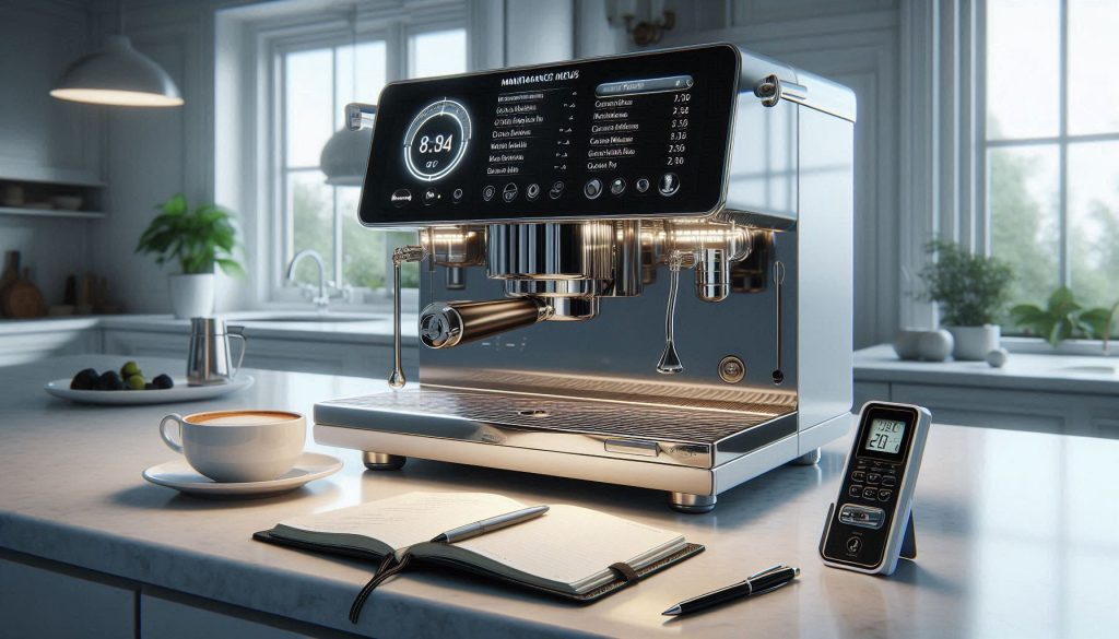 De’Longhi Dinamica Plus coffee machine mid-diagnostics with notebook and measurement tools for descale loop troubleshooting