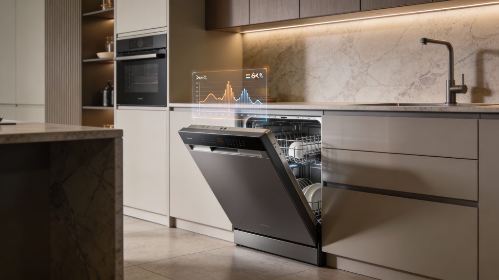 luxury smart dishwasher illustrating verification of noise claims through lab tests and user reports