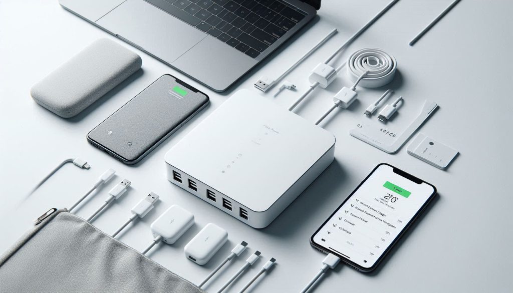 White high-power GaN charger charging multiple devices, illustrating cost efficiency and compatibility considerations