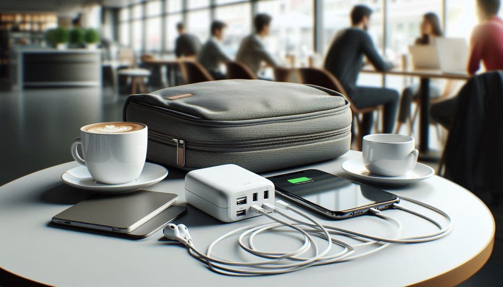Compact white GaN charger powering multiple devices at once, highlighting portability and everyday user convenience.