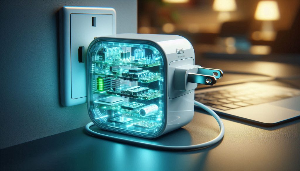 White GaN charger illustrating enhanced safety, cooler thermal behavior, and long-term reliability compared to traditional silicon chargers.