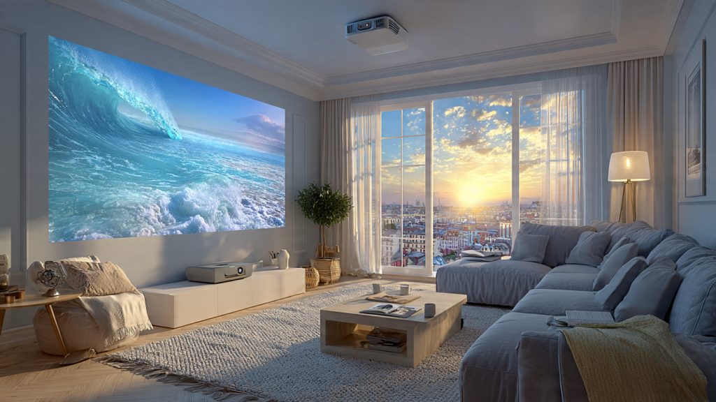 Choosing the best projector for your room with a modern home cinema setup in a real living space