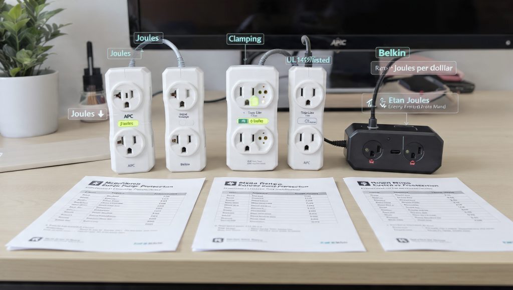 Comparing surge protectors using joules, clamping voltage, and UL 1449 listing for objective evaluation