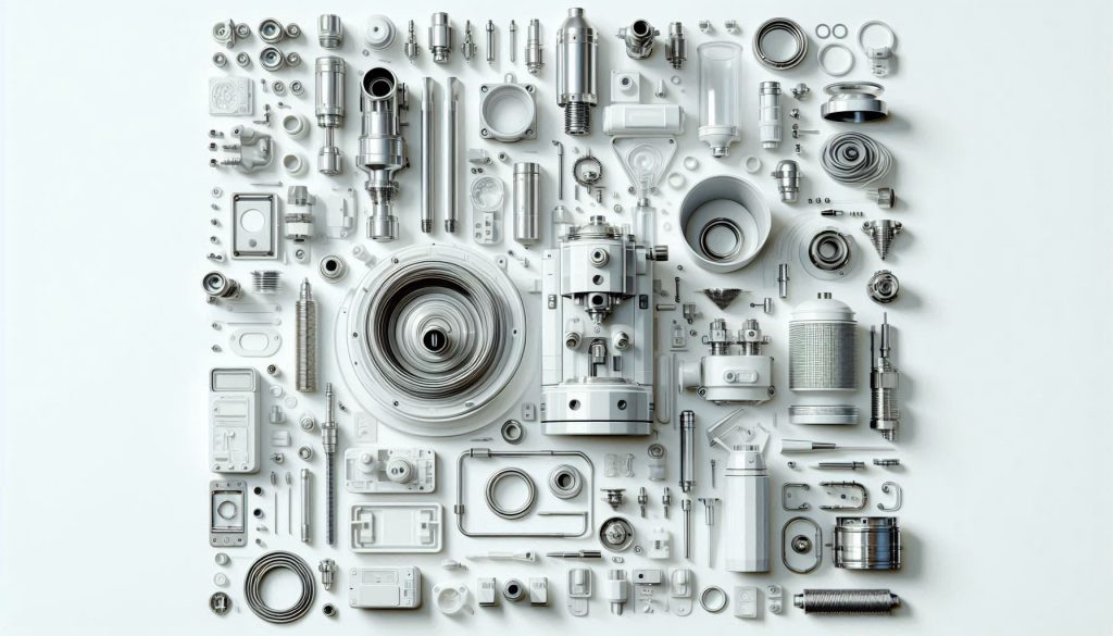 white infographic-style depiction of coffee machine materials and sensors showing vinegar exposure risks