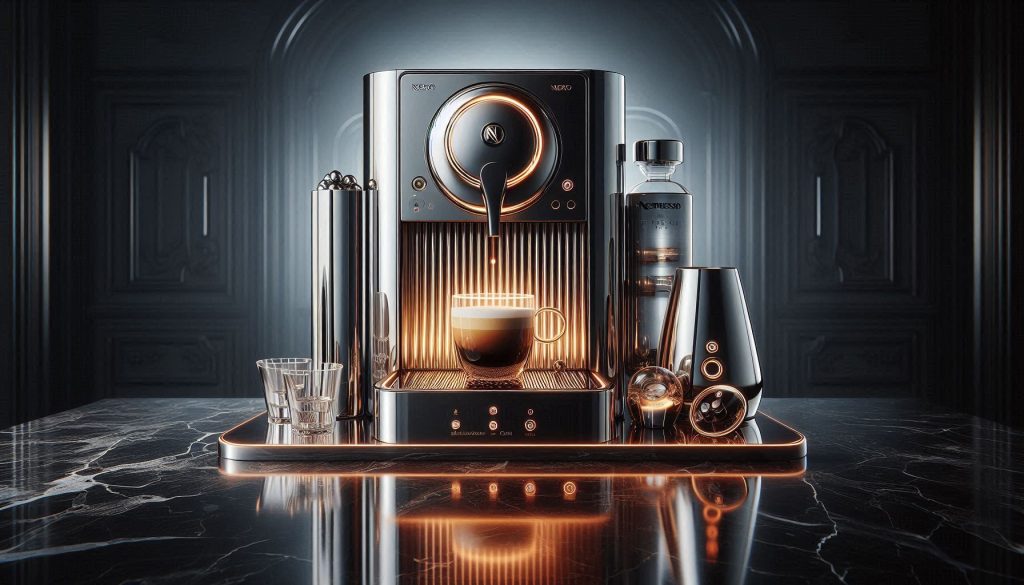 Premium Nespresso Vertuo Next coffee machine prepared for descaling on a luxury countertop.