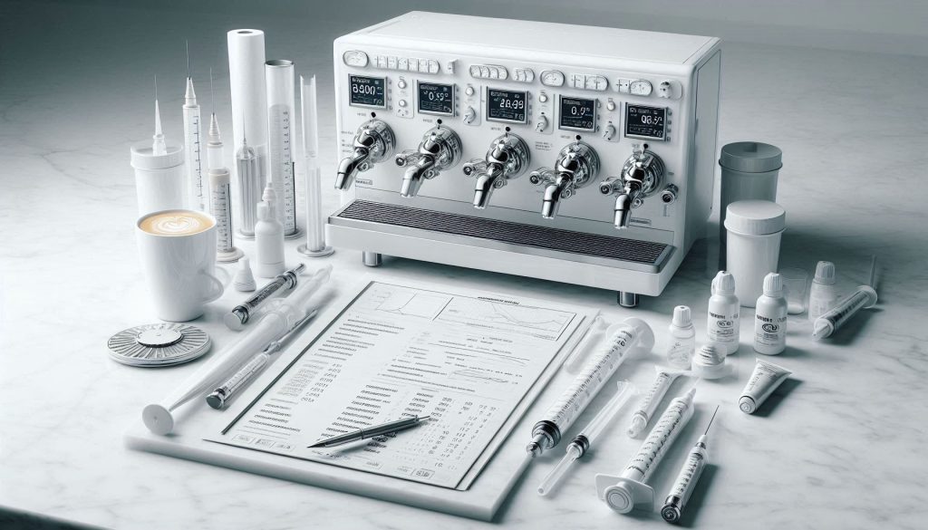 white hyper realistic coffee machine maintenance tools showing food grade grease selection criteria for temperature viscosity and compatibility