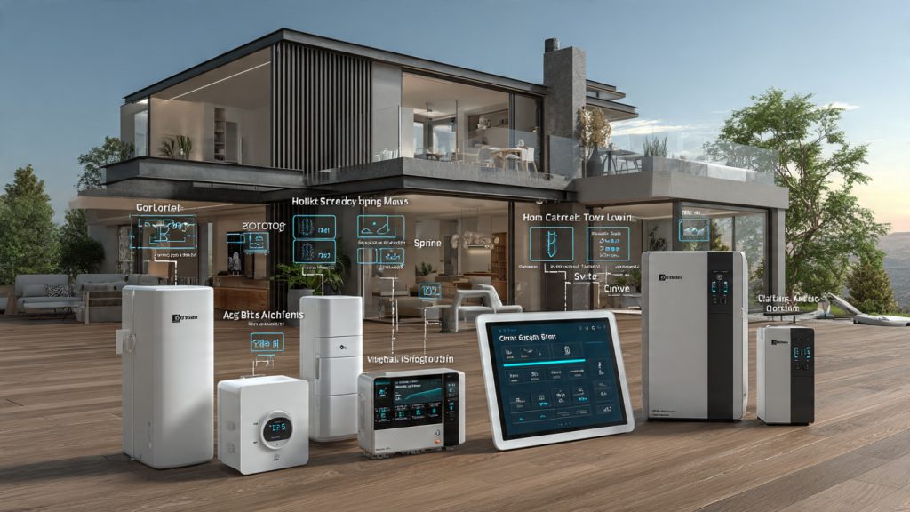 Smart home climate and energy management with white thermostats and tablet showing HVAC compatibility