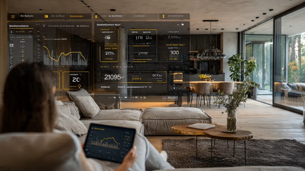 Smart home lighting with white bulbs, switches, dimmers, and tablet controls for color and automation