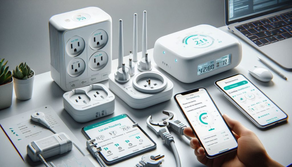 Installing and securing white smart plugs with load checks, pairing, and firmware verification