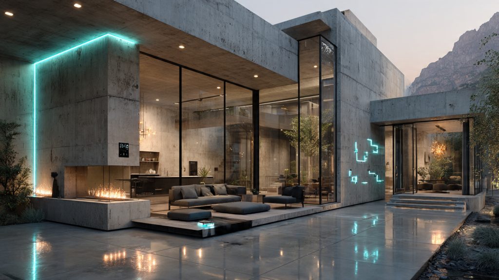 Luxury smart home showing carefully placed motion sensors, presence sensors, and a smart thermostat.